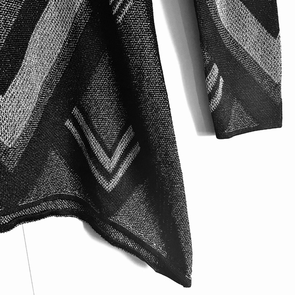 INC Asymmetric Hem Black And Silver Metallic Tunic Sweater Size M EUC - Picture 6 of 11